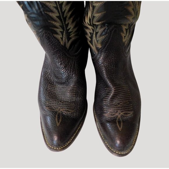 Tony Lama Vintage Leather Cowboy Boots Mens Size 9 EE Brown Western Style H4165 - Picture 9 of 12